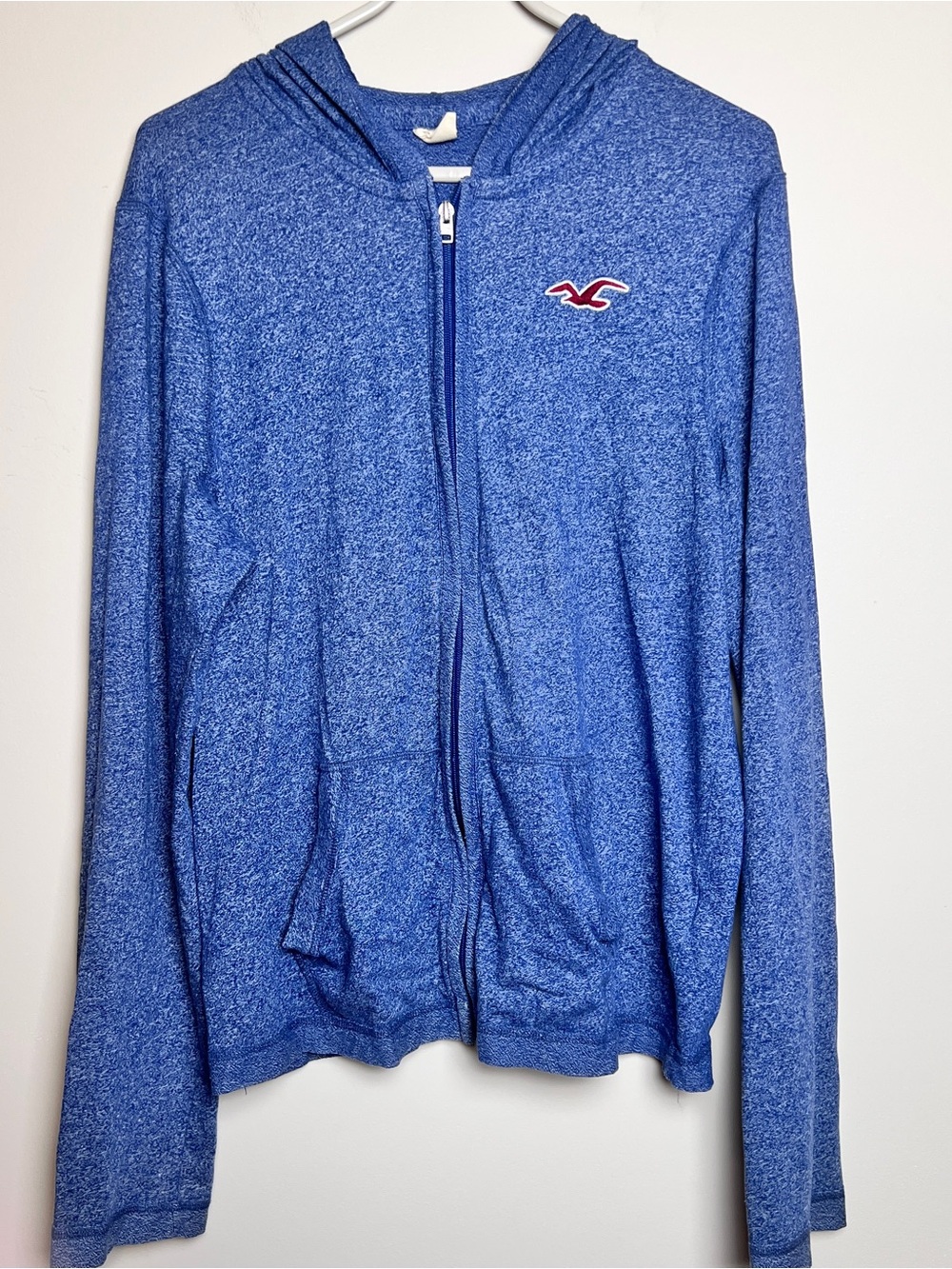 Y2K Hollister Blue Woman’s full zip Lightweight Hoodie Jacket embroidered logo